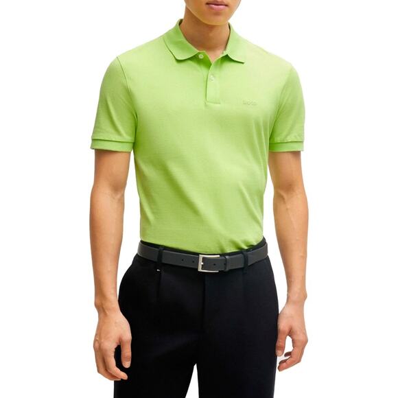 BOSS Prime Green Polo Shirt Preppy Quiet Luxury Casual Straight Cut Size XL